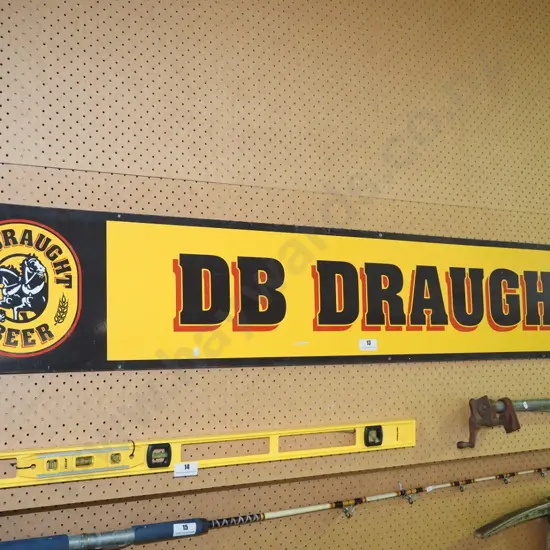 painted on tin DB Draught sign L-1800