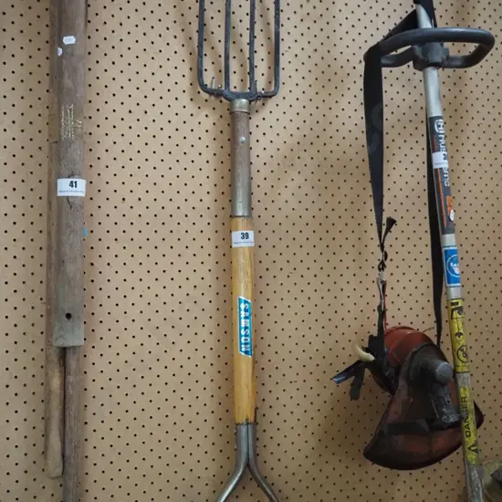 wooden handled garden fork