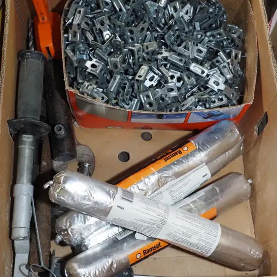 box; brackets, ramset, polymer etc