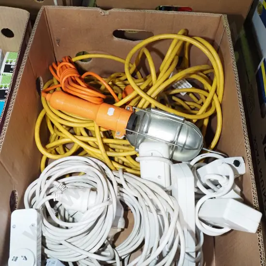 box; extension cords, trouble light etc