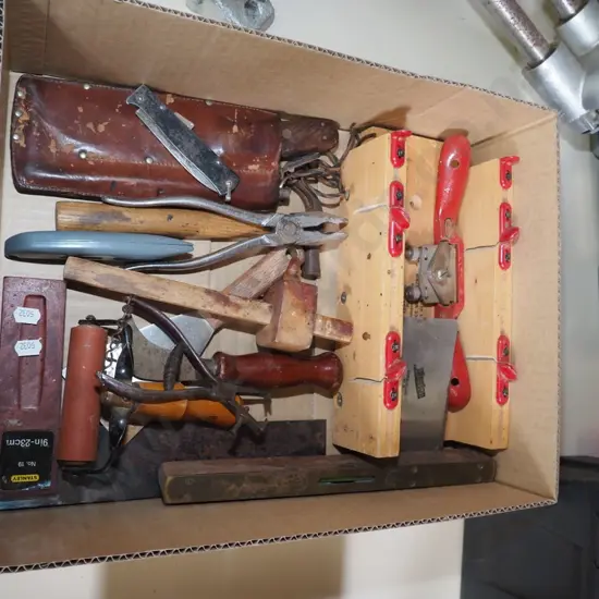 box; spoke shave, markers gauge etc