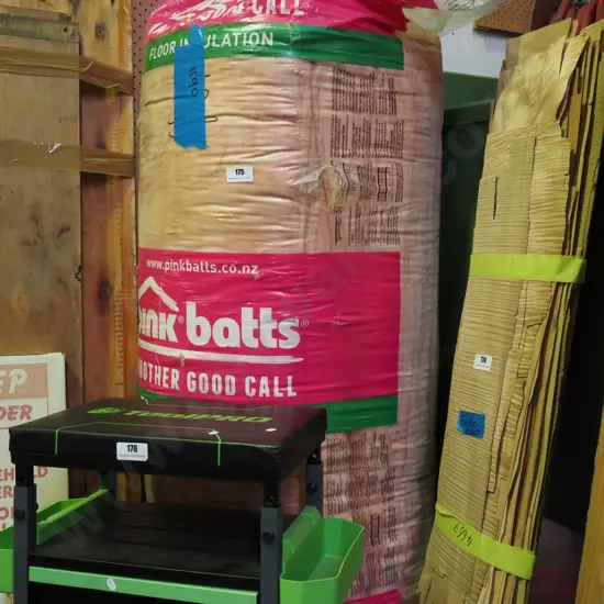 bale of pink bats floor insulation