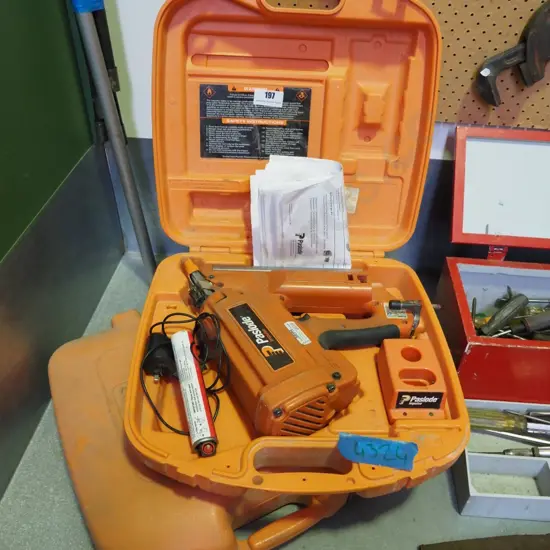 2 cased Paslode nail guns - missing batteries - As Is, No Returns