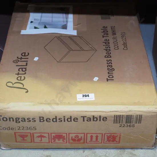 yet -to be assembled 2 drawer bedside cabinet