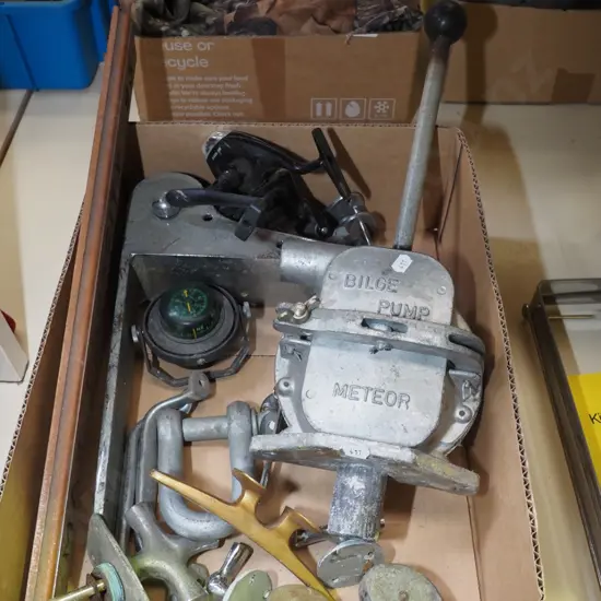 boating accessories; gimbal compass, bilge pump etc