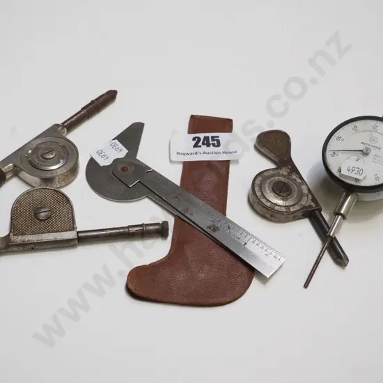 dial indicator, micrometers, angle finder