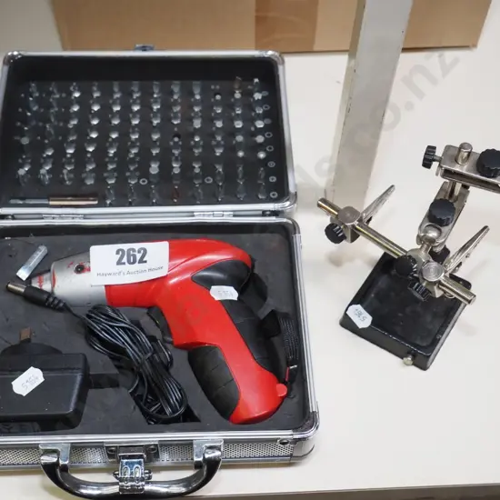 small battery powered drill, hobby clamp