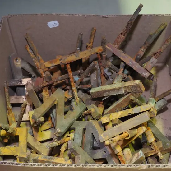 box of metal letters