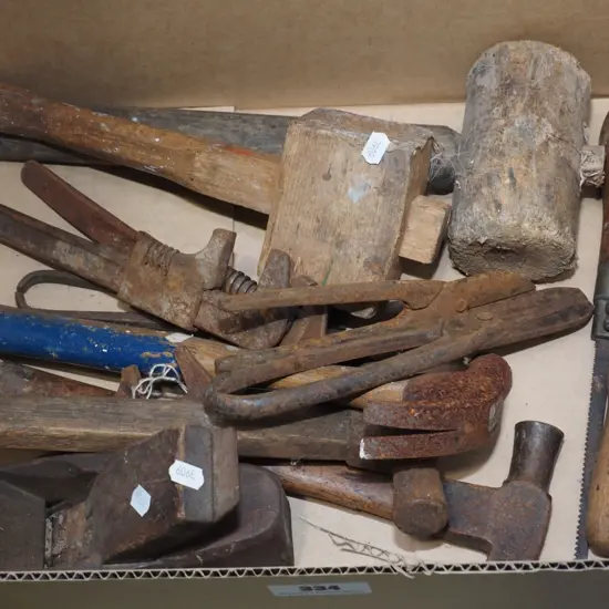 box of vintage hand tools