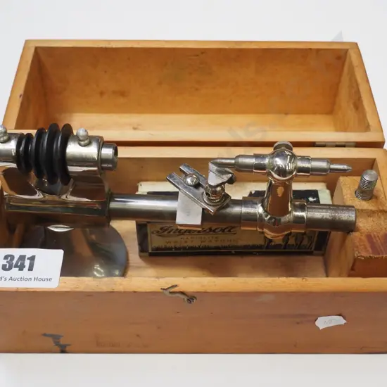 wood cased watchmaker's lathe