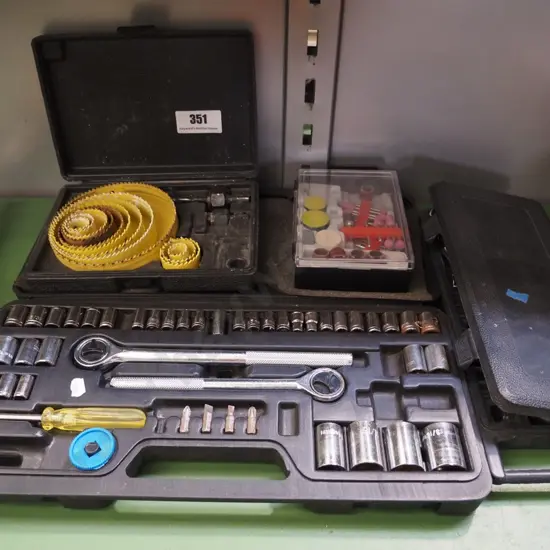 socket sets, hole saw kit, Dremel tool accessories