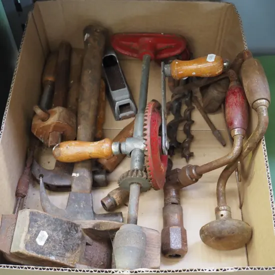 box of vintage tools
