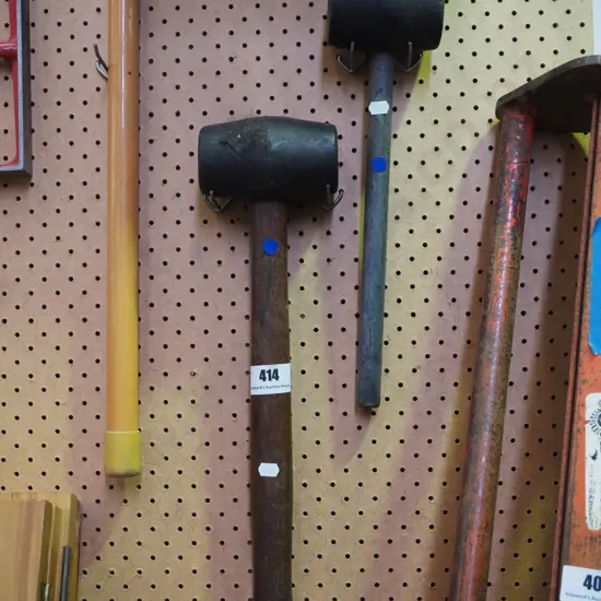 2 rubber mallets -blue dots