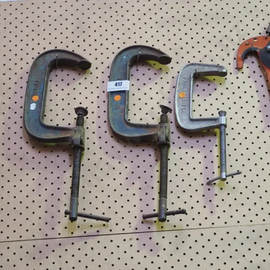 3 G clamps - orange dots