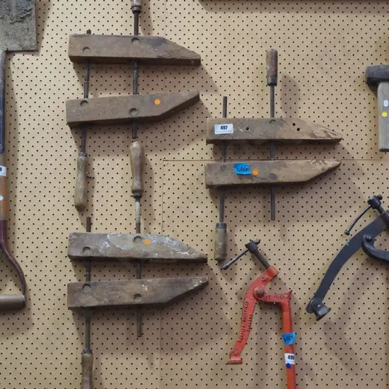 3 vintage wooden clamps