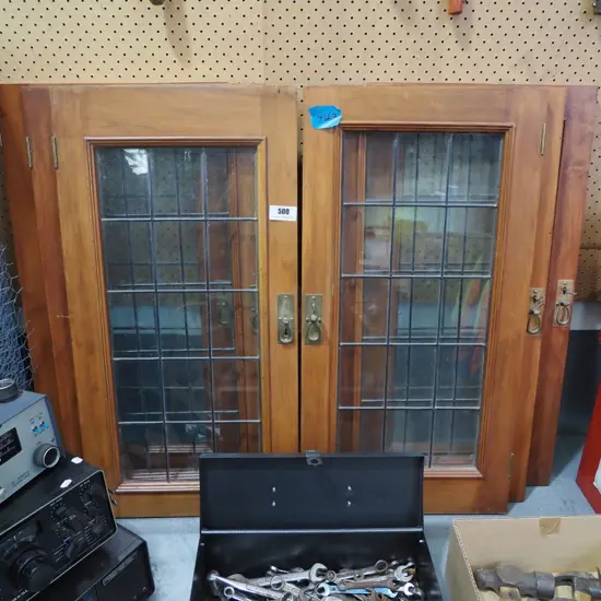 6 leadlight cupboard doors with brass handles and locks H-830 W-420 