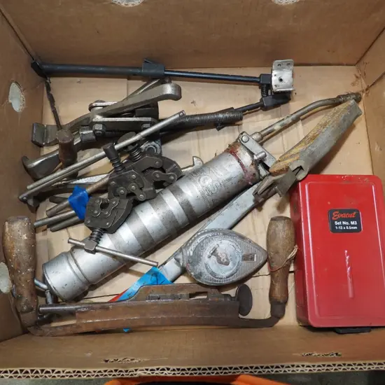 box; valve pullers, grease guns, string line etc