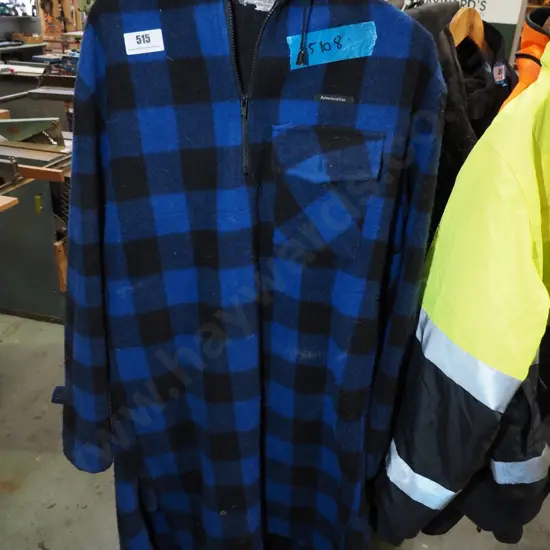 blue checked long bush shirt - XL