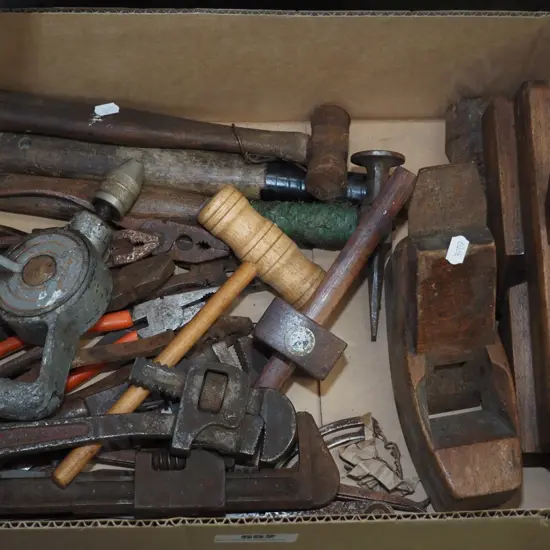 box of vintage hand tools