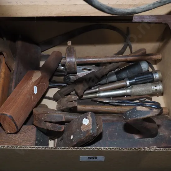 box of vintage hand tools
