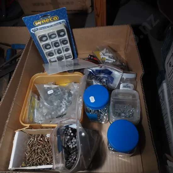 box; nails, screws, bolts etc