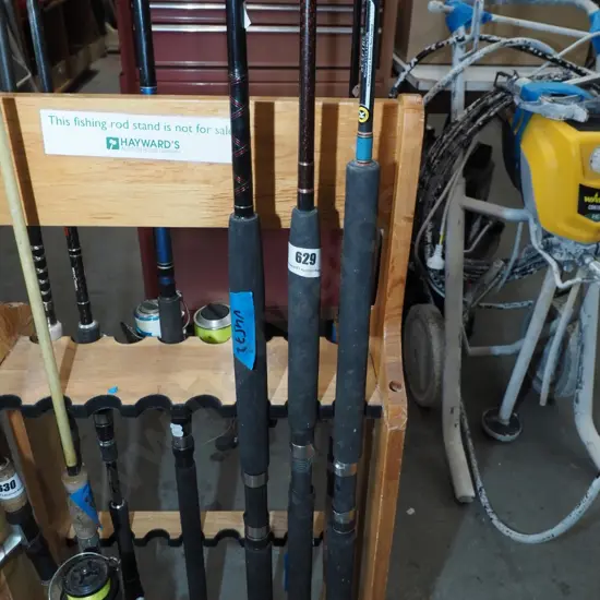 3 fishing rods - yellow dots