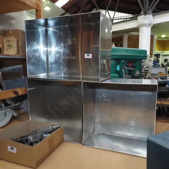 3 stainless steel bins