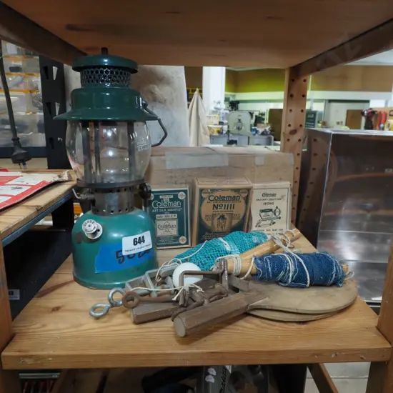 Tilley lantern, mantles, vintage table tennis set