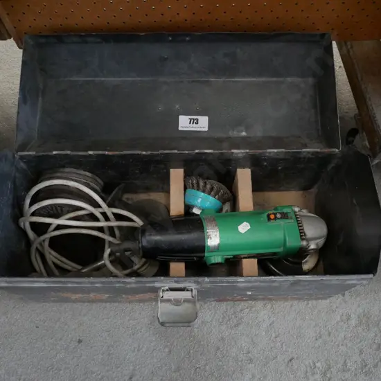 angle grinder, tool box