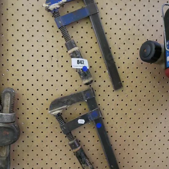 2 F clamps - blue dots