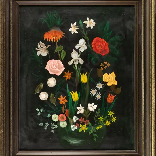 T Vander Woudie - framed oil  "Flowers" H-490 W-380