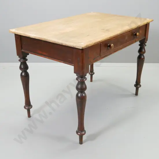 antique cedar writing desk with one drawer, polish removed from top, joint split on top H750 W1070 D650