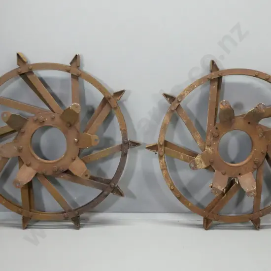 Pair of vintage tractor steel dual tynes Dia 1220