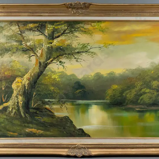 Cantrell - framed oil - river scene H-600 W-1180