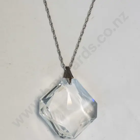 crystal necklace on silver chain stamped stg