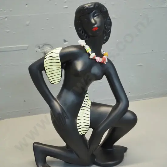 retro ceramic figure with bead necklace H-330 W-210