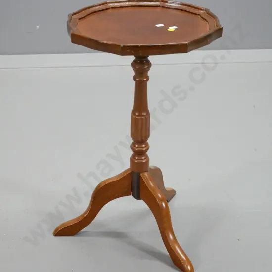 mahogany reproduction wine table with pie crust edge, tripod column base, legs are loose H520 D330