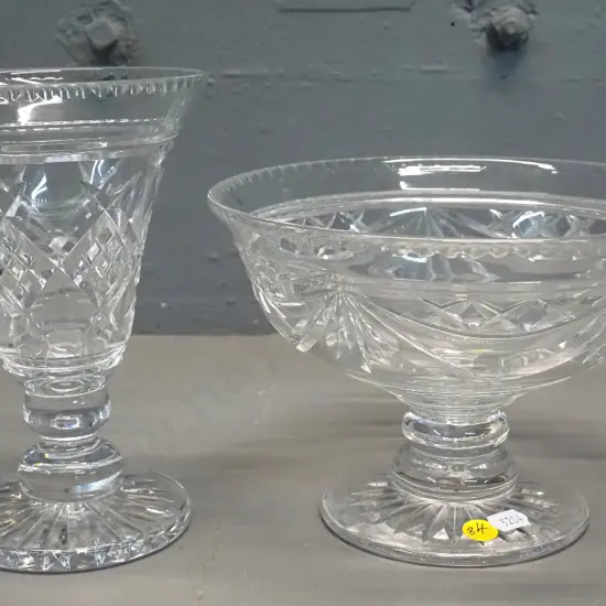 2 cut crystal items - footed salad bowl D-200 and vase H-180