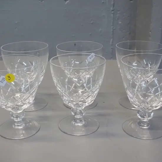 set of 6 Stuart cut crystal goblets H-120
