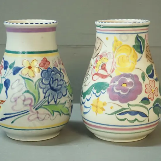 2 Poole hand-painted floral vases H-150