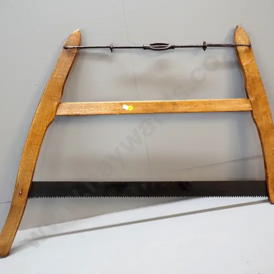 vintage timber bow saw with metal tensioner H-600 L-870