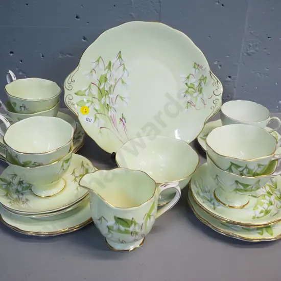 Royal Albert Laurentian Snowdrop 21-piece tea set plus extra cup & side plate