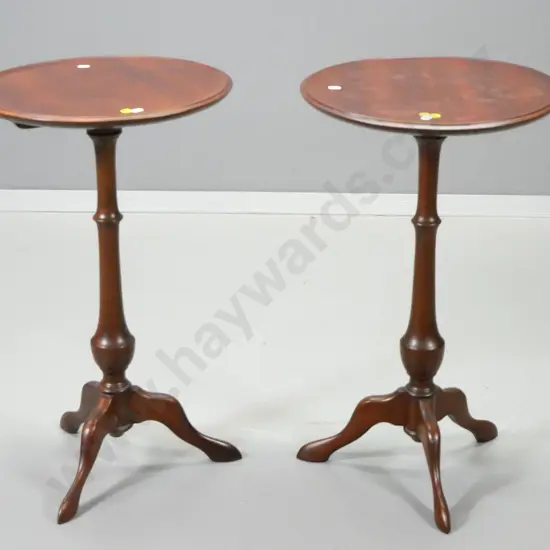 pair of mahogany tripod column base wine tables H-610 D-375