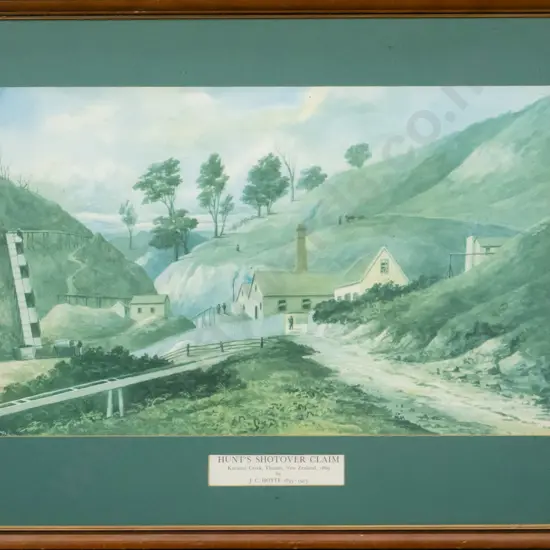 framed historic print - Hunt's Shotover Claim H-280 W-450