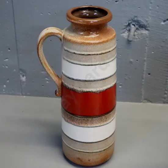 Scheurich German pottery single handled vase No. 401-28 striped pattern - H280 W130