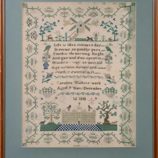 framed vintage needlework 1841 H-400 W-310