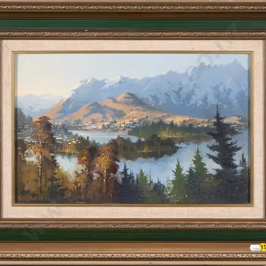 Neil Bartlett - framed oil "Queenstown From Fern Hill" (crazing) H-250 W-400