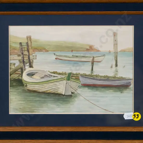 framed watercolour "Port Chalmers" H-150 W-200