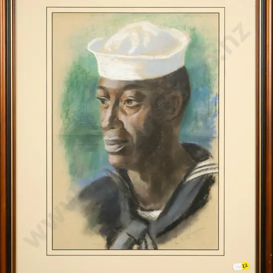 framed pastel -  portrait of a sailor H-410 W-290