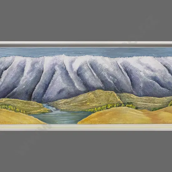 G McAllister - framed mixed media "Hawkdun Range" H-250 W-770